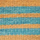 Tabby weave rug in browns and aqua. Detail.